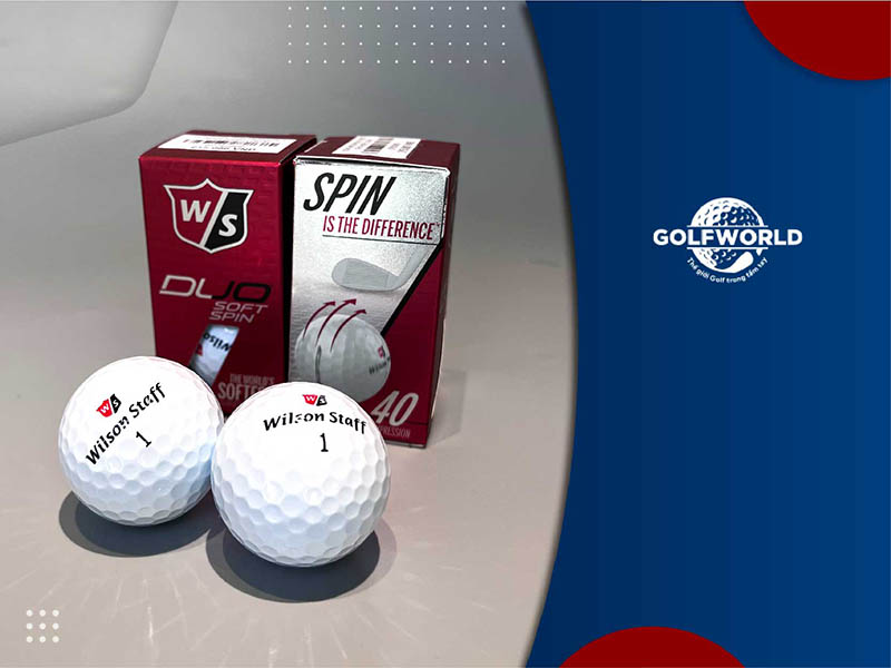  Bóng golf Wilson Staff Duo Soft Spin được làm bằng chất liệu cao su cao cấp với lớp vỏ Ionomer mềm mại 