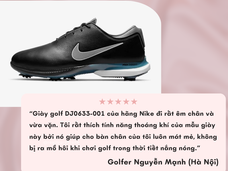 Giày golf Nike DJ0633-001 nhận được nhiều đánh giá tích cực từ golfer
