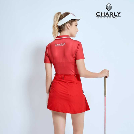 Váy Golf Chữ A Phối Chéo Charly Visual Đỏ