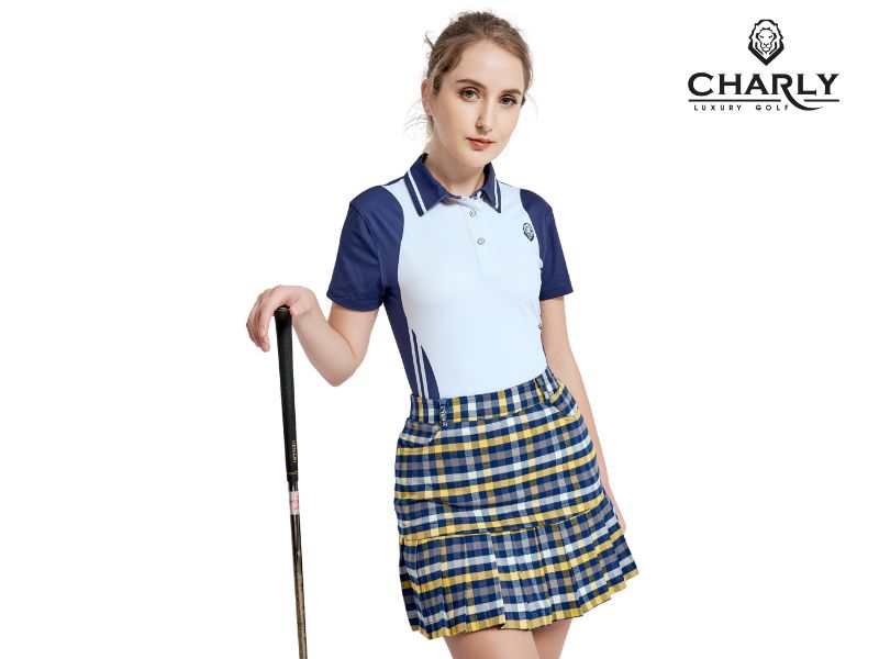 Váy có 2 tone màu caro cho golfer lựa chọn